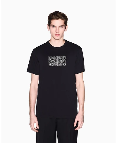 A|X Armani Exchange Men's Short Sleeve Jersey Printed Box Logo T-Shirt