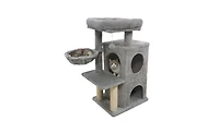 Aostirmotor Stable Cat Tree with 2-Tier Cat Condo, 33.5-Inch Multi-Level Tower with Scratching Post