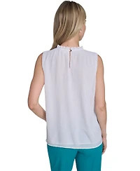 Calvin Klein Women's Sleeveless Ruffle Neckline Top