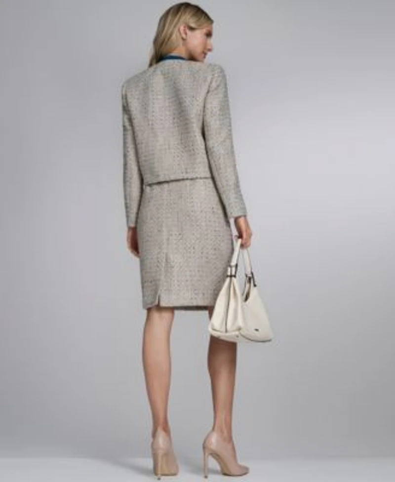 Calvin Klein Womens Novelty 3 Button Jacket Tweed Pencil Skirt