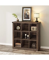 gaomon Farmhouse Bookshelf, Wood Storage Organizer, Rustic Minimalist Floor Display Cabinet for Living Room, Bedroom, Home Office