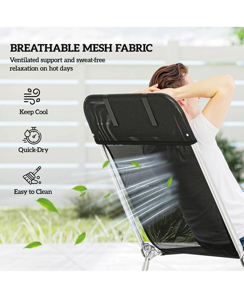 Outsunny Foldable Reclining Pool & Beach Chair w/ Pillow