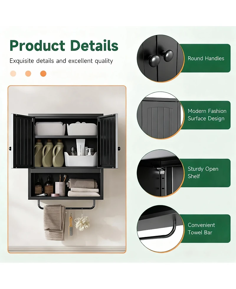 Yigii Metal Bathroom Cabinet with Adjustable Shelves
