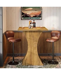 Tribesigns 39.4" H Square Bar Table, Farmhouse High Top Bistro Pub Cocktail Table with Curved Profile, Wood Home Bar Unit