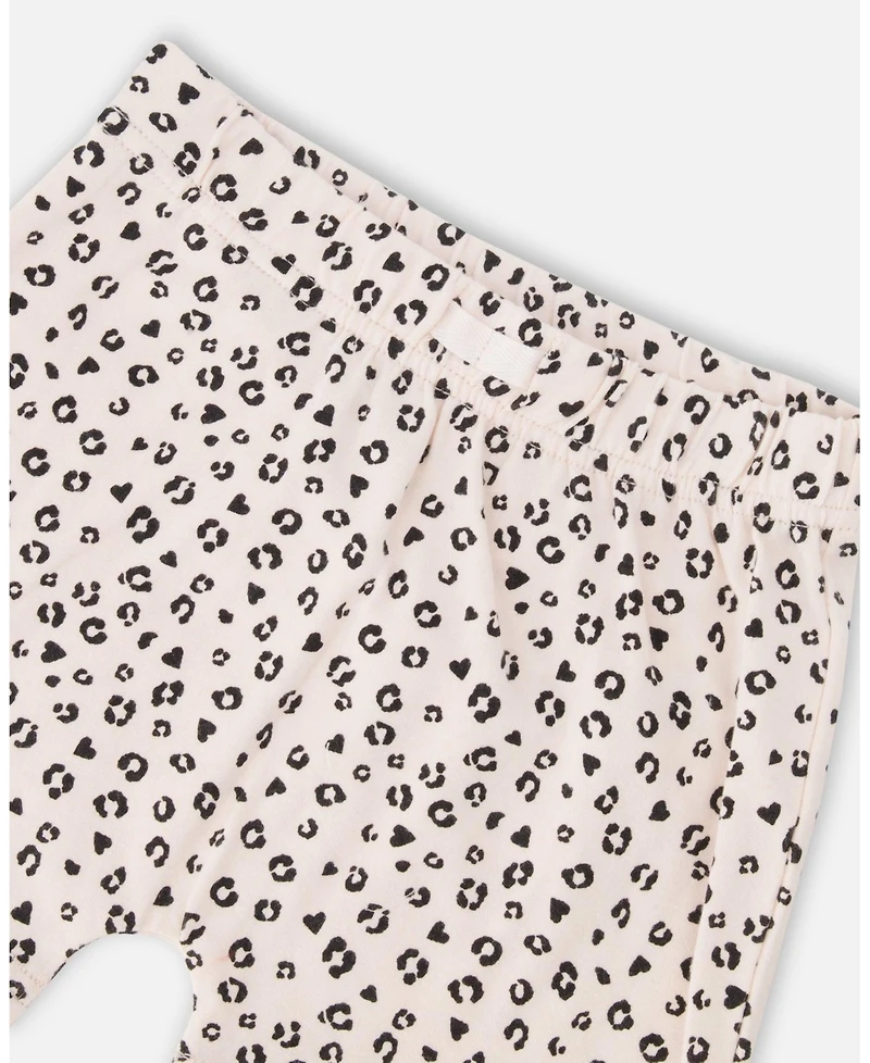 Deux par Baby Girls cotton jersey top and shorts set peach animal print