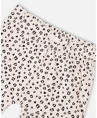 Deux par Baby Girls cotton jersey top and shorts set peach animal print