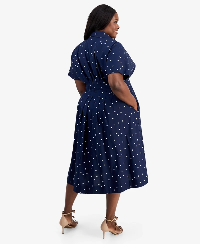 On 34th Trendy Plus Size Marjorie Pleated-Waist Shirtdress, Macy's Exclusive