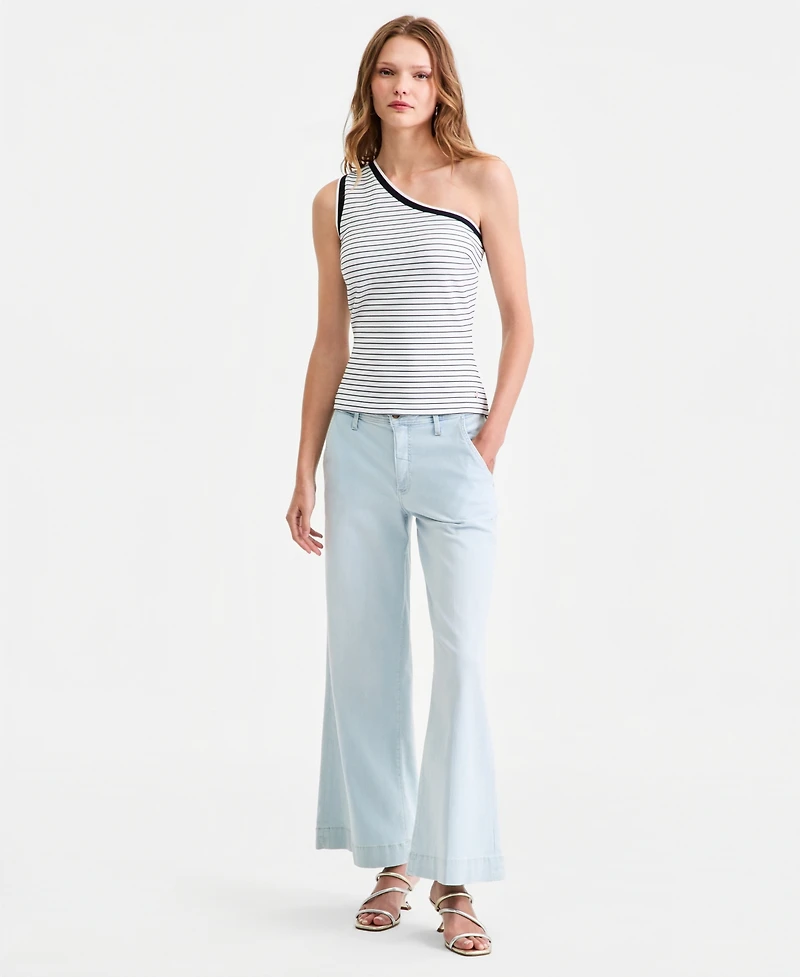 Guess Women's Alphonsine Striped Monoshoulder Top