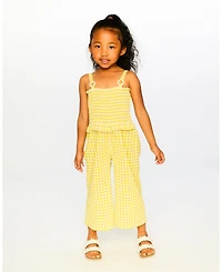 Draft - Deux par Toddler Girls Capri Jumpsuit with Smocking Gingham