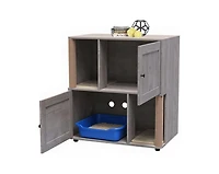 gaomon Double Room Cat Litter Box Enclosure for 2 Cats, Hidden Litterbox Furniture with Scratch Posts and Double-Layer Mat