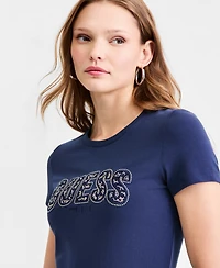 Guess Women's Embellished Lace Logo Short-Sleeve T-Shirt