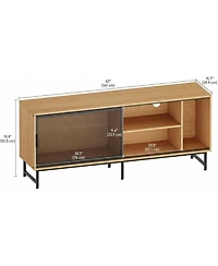 gaomon Tv Console Table with Metal Net Sliding Door, Up to 65" Tvs, Tv Stand with Storage & Metal Legs, Industrial TV Stands for Living Room