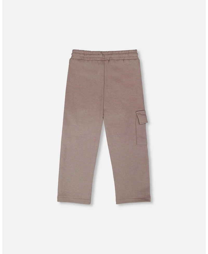 Deux par Deux Toddler Boys French Terry Sweatpants with Cargo Pocket Taupe
