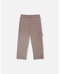 Deux par Deux Toddler Boys French Terry Sweatpants with Cargo Pocket Taupe