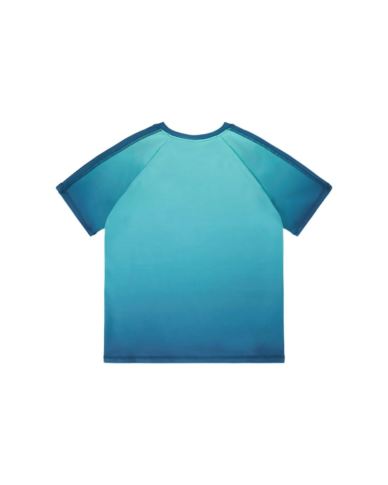 Deux par Deux Boy Short Sleeve Athletic Top in Polyester Teal Gradient
