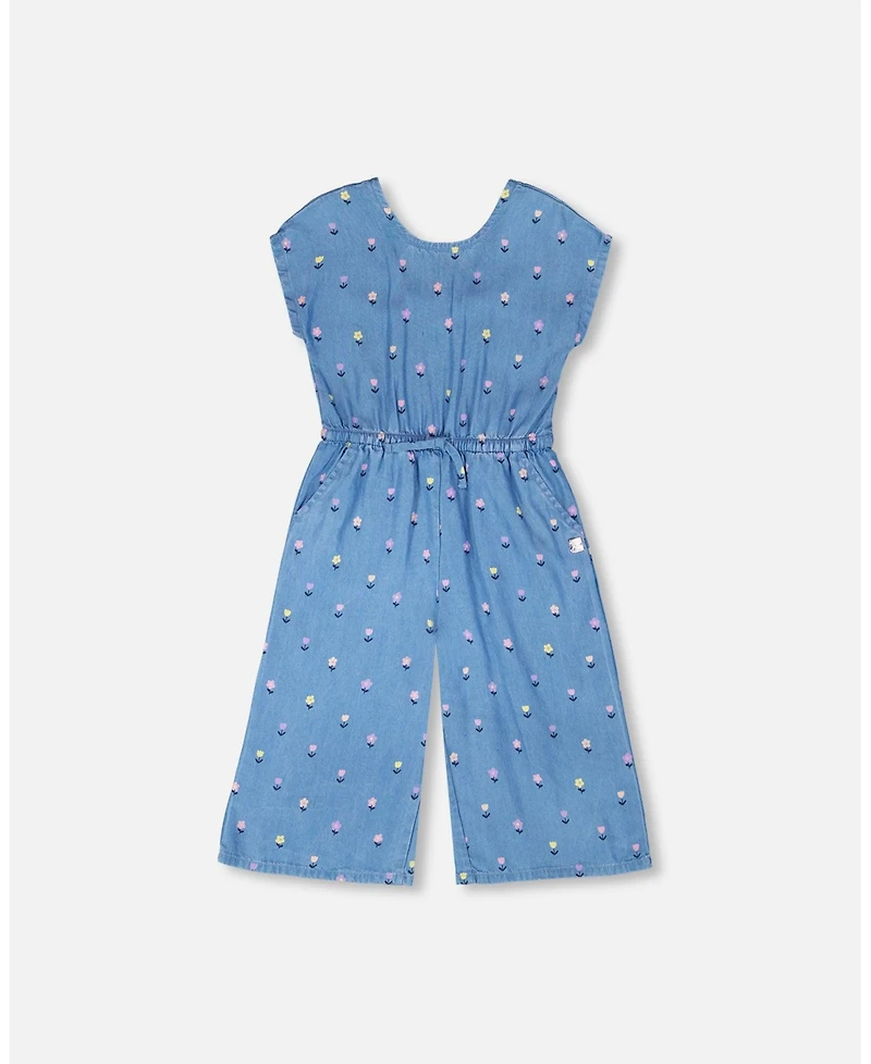 Deux par Big Girls 4–16 Chambray Floral-Print Jumpsuit