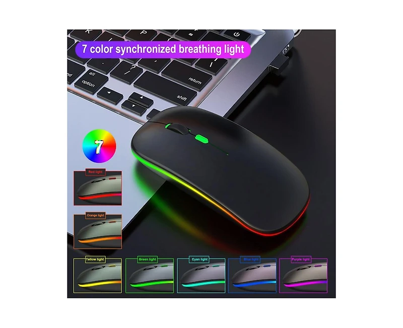 Risokeys Dual-Mode Wireless Mouse: 2.4G/Bluetooth,Color Glow, Silent & 3-Speed Dpi for Office/Design
