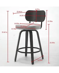 Boyel Living Set of 2 Swivel Pu Bar Stools with Padded 3.5-inch Seat Cushion for Dining Pup