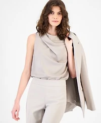 Anne Klein Womens Two Button Blazer Asymmetric Pleated Top Pants