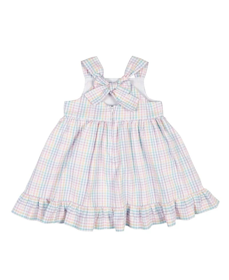 Florence Eiseman Toddler Girls Plaid Seersucker Dress With Flowers