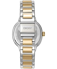 Dkny Women's Silver Dial Crystal Bezel Two-Tone Gold Stainless Steel Bracelet Multifunctional Watch
