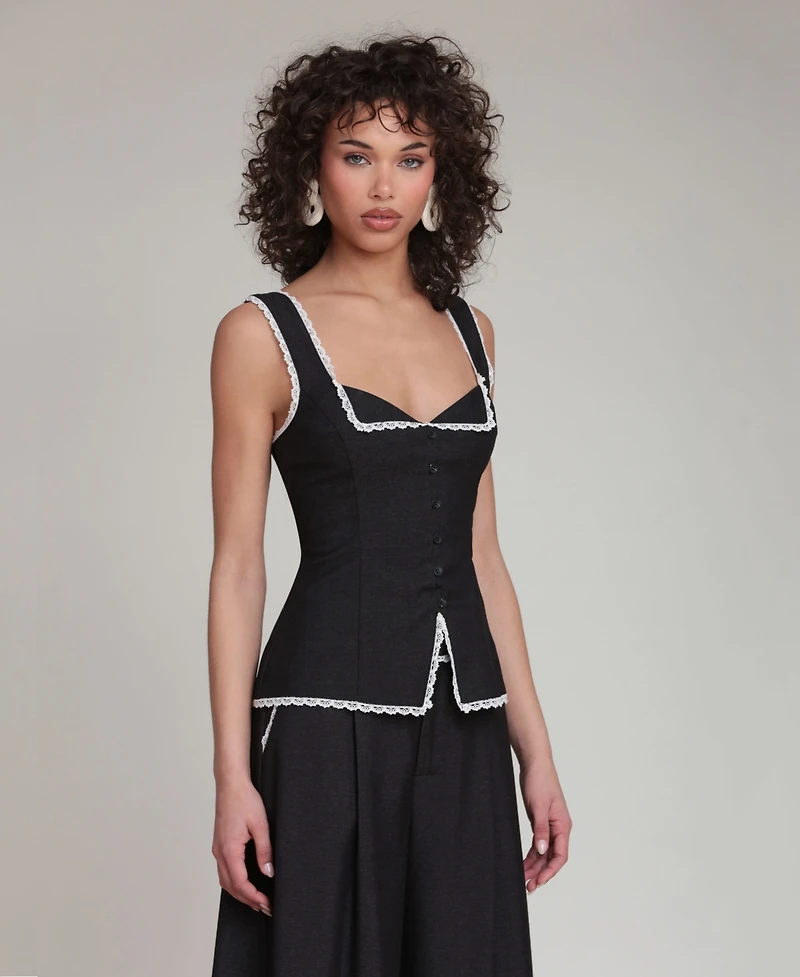 Avec Les Filles Women's Portrait Sweetheart Neck Adjustable Top