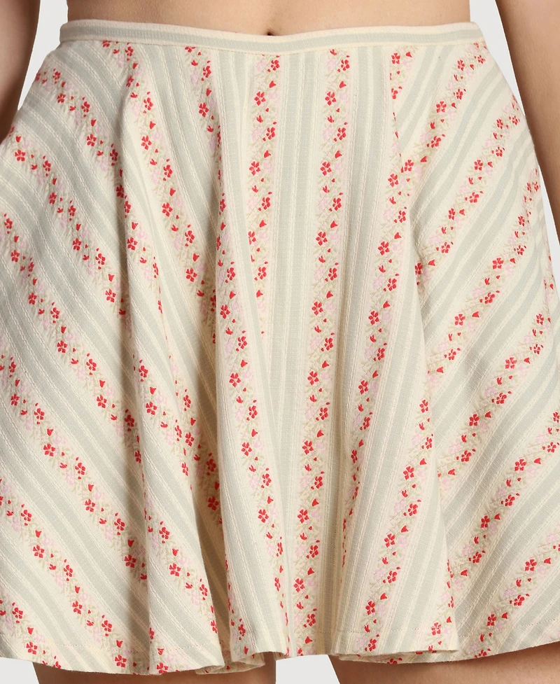 Avec Les Filles Women's Striped Low-Rise Mini Skirt