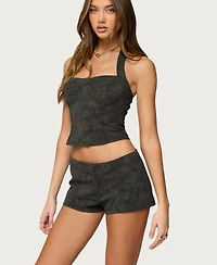 Edikted Women's Taia Distressed Faux Leather Corset