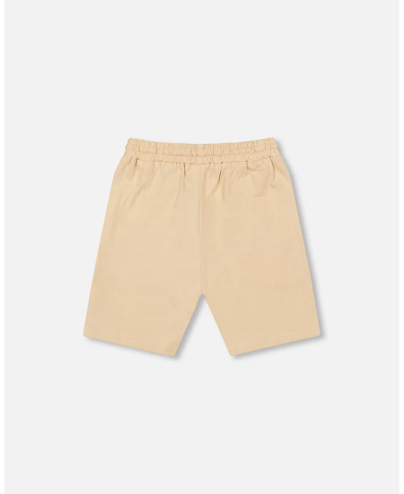 Deux par Big Boys Cotton Jersey Shorts Beige