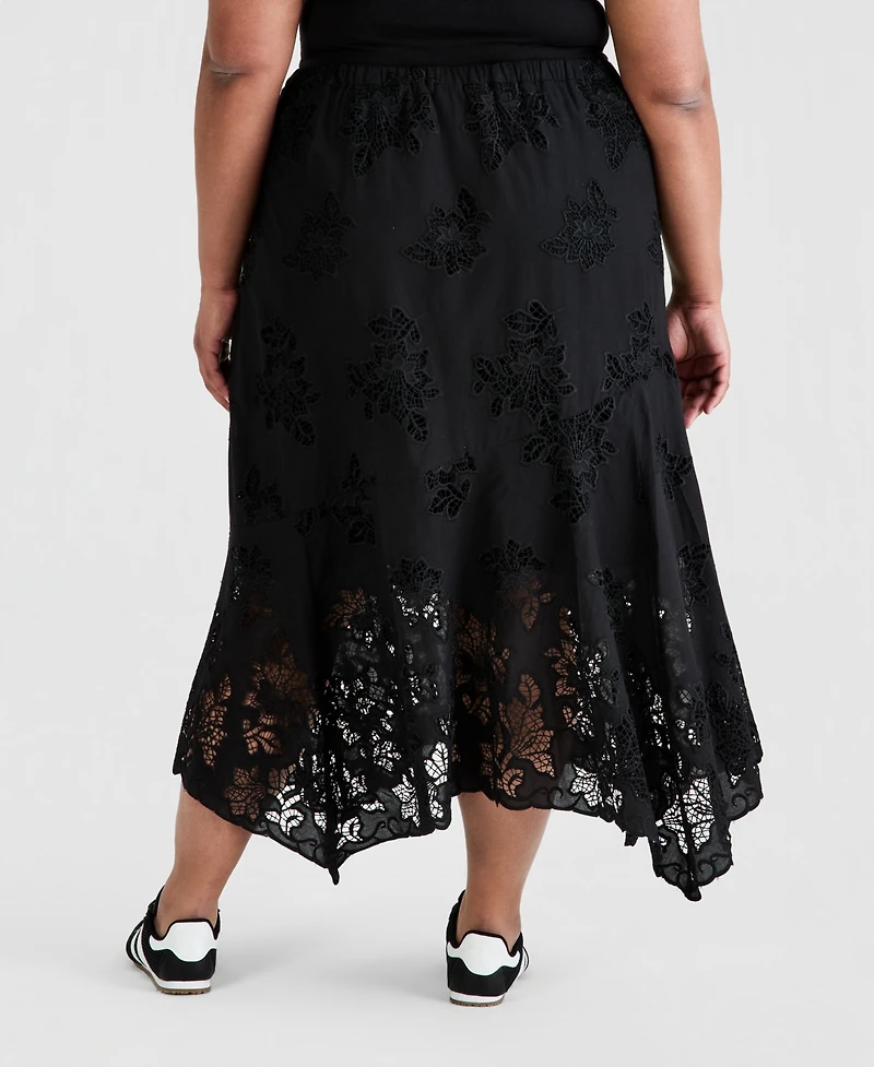 And Now This Trendy Plus Embroidered Cotton Midi Skirt, Macy's Exclusive