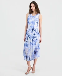 Robbie Bee Women's Printed Sleeveless Midi Dress