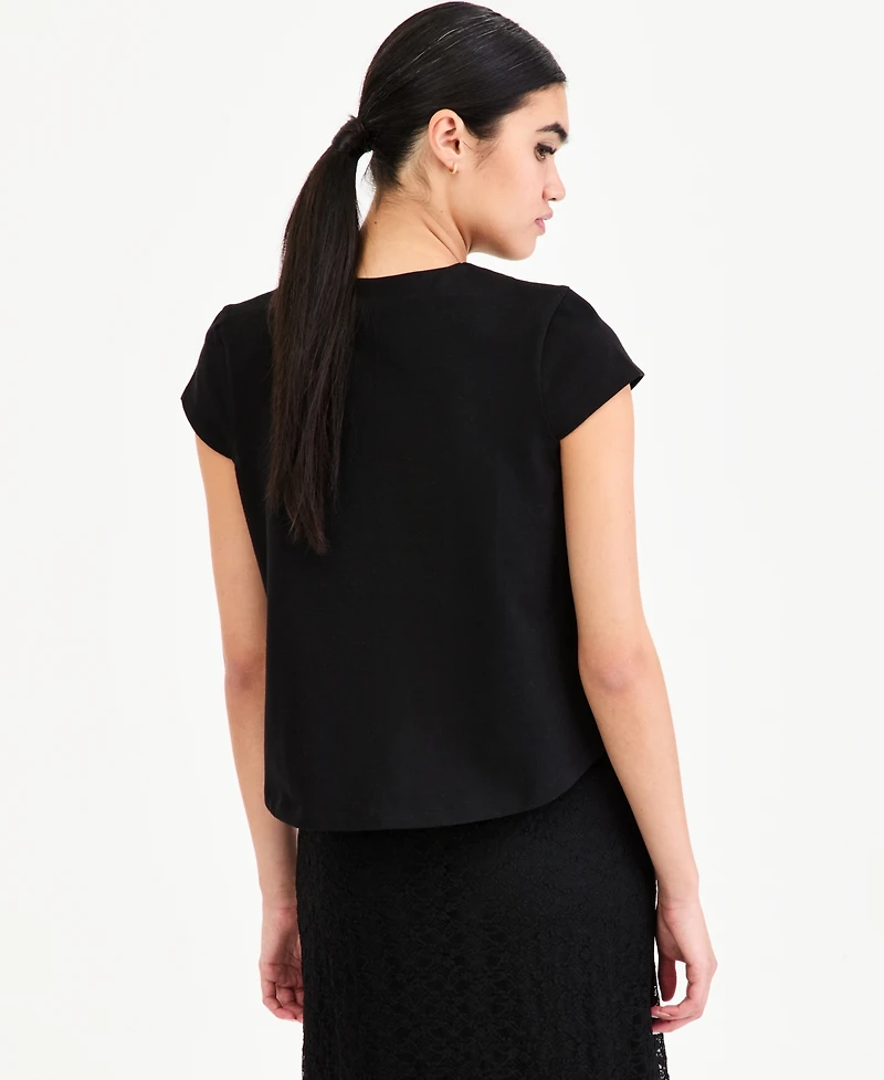 Bar Iii Women's High-Low Cotton Cap-Sleeve Top, Macy's Exclusive