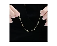 Rachel Glauber Classic Bezel Set Cubic Zirconia Chain Station Bracelet