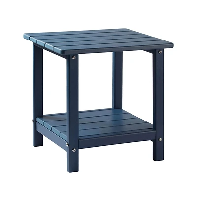 Slickblue 2-Tier Outdoor Side Table in Black Hdpe for Backyard or Indoor Use