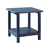 Slickblue 2-Tier Outdoor Side Table in Black Hdpe for Backyard or Indoor Use