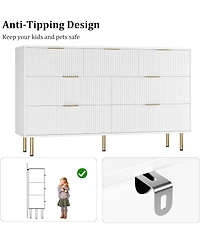 gaomon 7 Drawer Dresser, 55" Wide Fluted Dresser with Drawers, Modern Wooden Double Dressers Metal Handles for Living