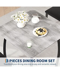 gaomon 3Pcs Dining Table Set for 2, Small Kitchen with 2 Upholstered Chairs and Metal Frame & Wood Tabletop, Apartment, Home