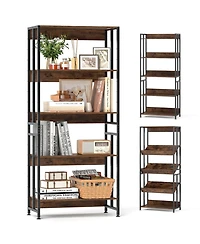 Slickblue 5-Tier Bookshelf with Adjustable and Tiltable Shelves
