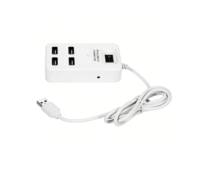Risokeys Usb 2.0 4-Port Hub with Power Switch, 480Mbps High-Speed Splitter, for Laptop & Desktop Users,Ideal for Home Office