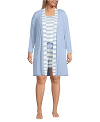 Lands' End Plus Cooling 3 Piece Pajama Set - Robe Tank and Shorts