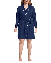 Lands' End Plus Cooling 3 Piece Pajama Set - Robe Tank and Shorts