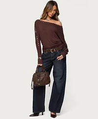 Edikted Women's Paola Off Shoulder Stud Top