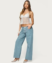 Edikted Women's Sheer Sequin Babydoll Tank Top