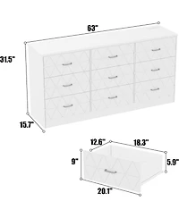 gaomon 9 Drawer Dresser with Usb Charging Station, Modern Wooden Storage Organizer for Bedroom Living Room Hallway