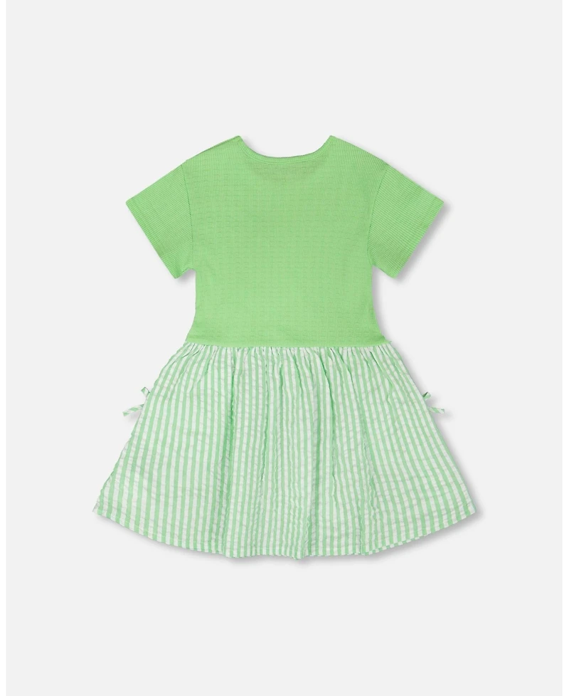 Deux par Deux Toddler Girls Bi-Material Dress Mint