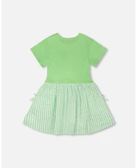 Deux par Deux Toddler Girls Bi-Material Dress Mint