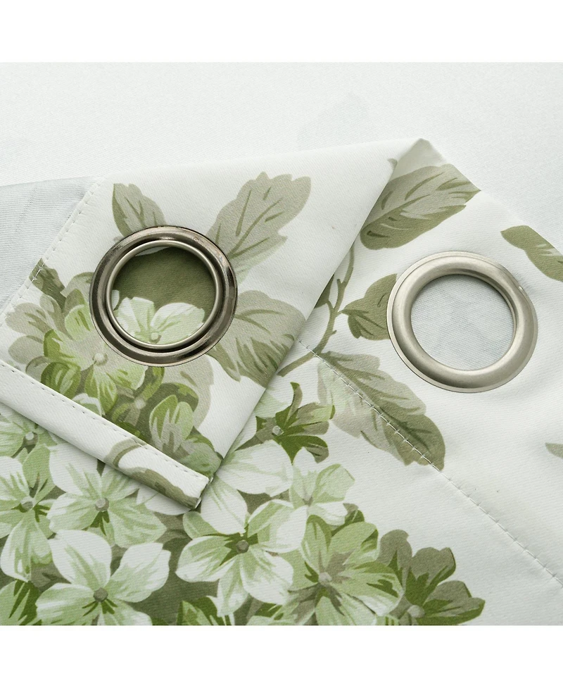 Olivia Gray 100% Polyester 200 Gsm Hydrangea Printed Blackout Grommet Curtain Panel 54" x 90