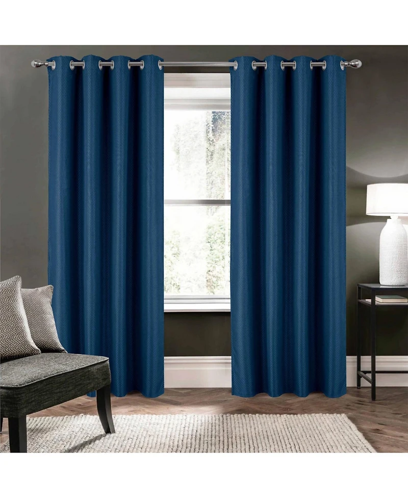 Olivia Gray 100% Polyester 250 Gsm Basket Weave Ian Luxury Jacquard Blackout Grommet Curtain Panel.