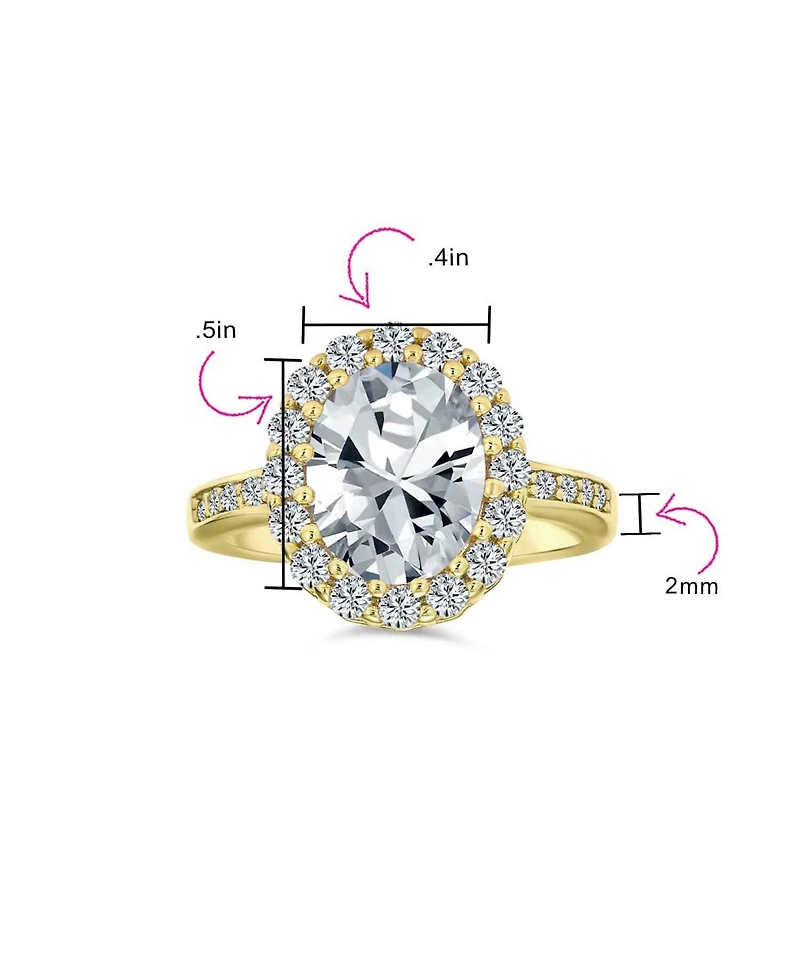Bling Jewelry 4CTW Cubic Zirconia Cz Oval Halo Cocktail Statement Ring Sterling Silver