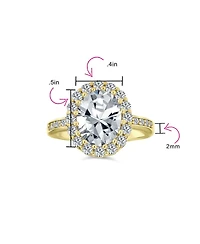 Bling Jewelry 4CTW Cubic Zirconia Cz Oval Halo Cocktail Statement Ring Sterling Silver